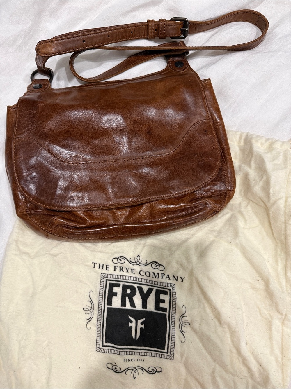 Frye Cognac Brown Leather Shoulder Bag